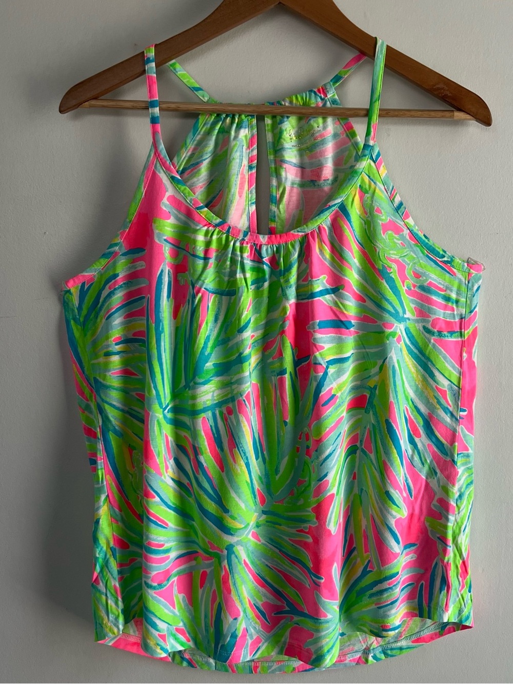 Lilly Pulitzer Women’s M Medium Tropical Palm Print Halter Tank Top Sleeveless